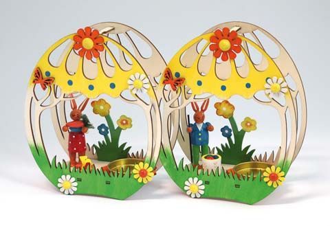 Teelichtleuchter "Ei mit Hase"