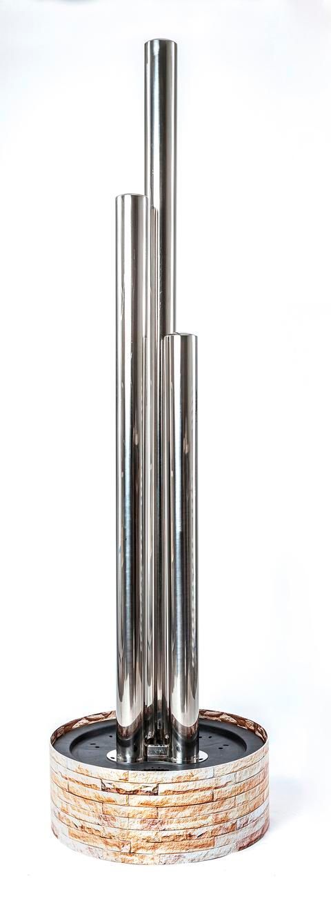 Säulenbrunnen aus Edelstahl, LED Beleuchtung