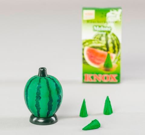 Räucherfigur "Melone" aus Holz,