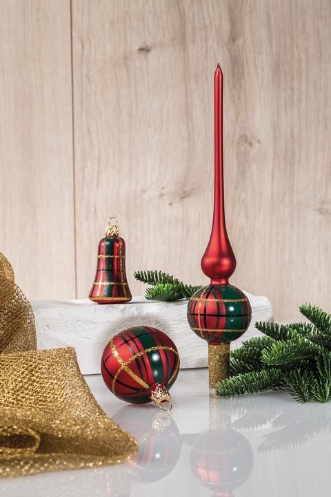 Glaskugelsortiment 16-teilig, Satin-Rot