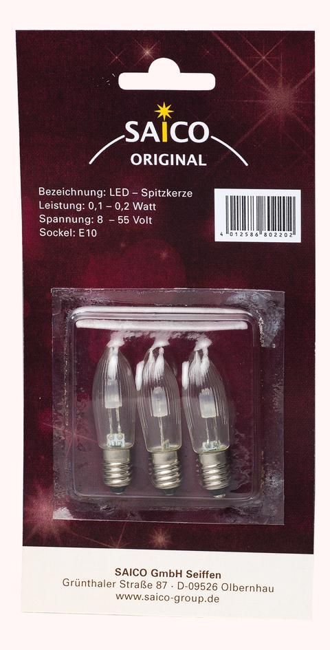 LED-Spitzkerze, E10, 8-55 V, 0,1 - 0,2 W