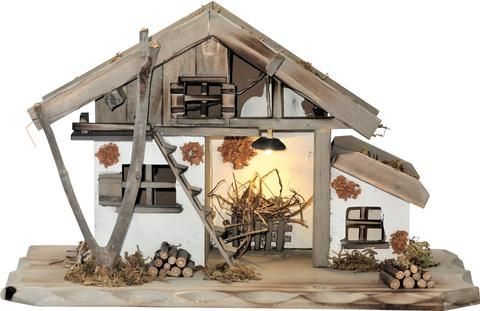 Weihnachtskrippe-LED Echtholz,