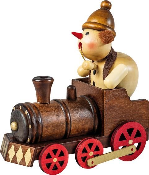 Räucherfigur "Dampflock m.Schneemann"