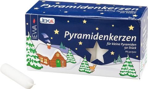 Pyramidenkerzen, weiß, 50-er Pack,