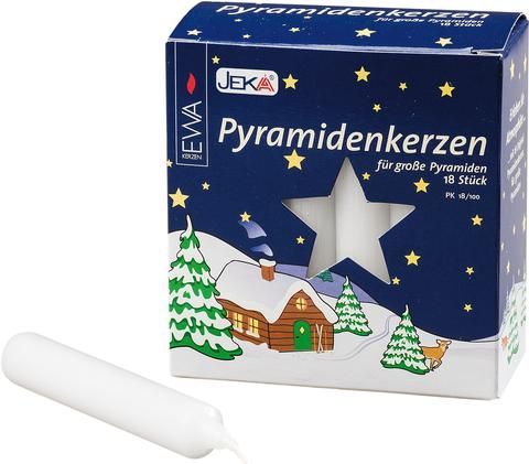 Pyramidenkerzen, weiß, 18-er Pack,