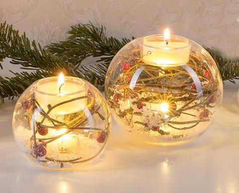 Beleuchteter Glas-Teelichthalter-LED