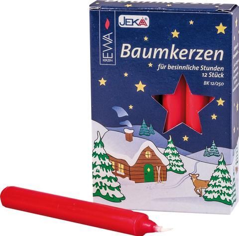Baumkerzen, rot, 12er Pack,